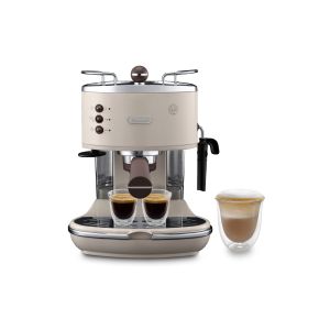 De’Longhi Icona Vintage - Macchina da Caffè Manuale Espresso e Cappuccino, Polvere e Cialde ESE,1.4L, Beige (ECOV311.BG)