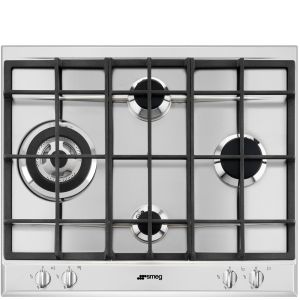 Smeg P261XGH piano cottura Acciaio inox Da incasso 60 cm Gas 4 Fornello(i) Made in Italy