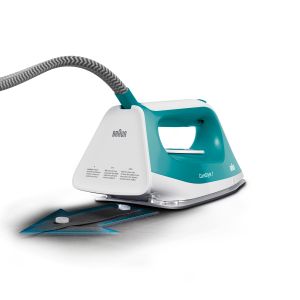 Braun CareStyle 1 - Ferro da stiro con caldaia, Piastra con tecnologia FreeGlide3D, 2400W, 1.5L, Bianco/Turchese (IS1013GR)