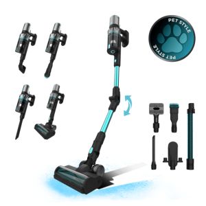 Cecotec Conga Rockstar 2500 Thunder Pet Flex Aspirapolvere verticale Batteria Secco e bagnato HEPA Senza sacchetto 400 W Antracite, Ciano 2,2 Ah