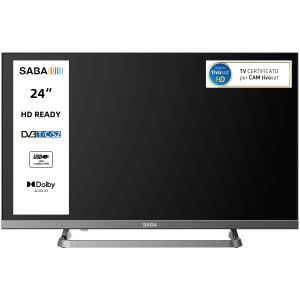 SABA SA24M10 TV 24" HD READY, Triplo tuner DVBT2/C/S2 HEVC MAIN10, Certificato TivuSAT, Piedistallo centrale, Dolby Audio