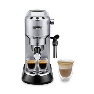 De’Longhi Dedica Style Dedica - Macchina da Caffè Manuale Espresso e Cappuccino, Polvere e Cialde ESE,1.1L, Argento (EC685.M)