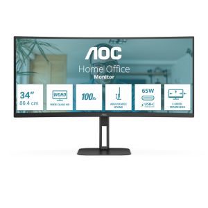 AOC V5 CU34V5C/BK Monitor PC 86,4 cm (34") 3440 x 1440 Pixel Wide Quad HD LED Nero