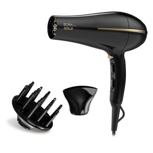 GA.MA Phon Bora Ion Gold: Griglia rivestita in olio d'argan, capelli idratati e morbidi, 2200 W, Motore Dc Ultraleggero, 6 combinazioni di temperatura e velocità, colpo d'aria fredda, inclusi 1 bocchetta e 1 diffusore