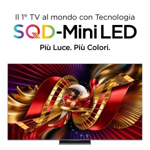 TCL C8L TV 75C8L SQD Mini LED da 75", 4K HDR, 5500 nit, 2.584 zone di dimming, Google TV, 144Hz, Dolby Vision & Atmos, Audio Bang & Olufsen