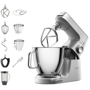 Kenwood Titanium Chef Baker XL - Impastatrice planetaria, 4 ganci e fruste inox, 1200W, 7L, Silver (KVL85.124SI )