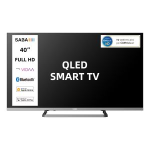 SABA SA40QM10VDA SMART TV QLED 40" FULL HD, Sistema operativo VIDAA, Triplo tuner DVBT2/C/S2 HEVC MAIN10, Certificato TivuSAT, Piedistallo centrale, Dolby Audio