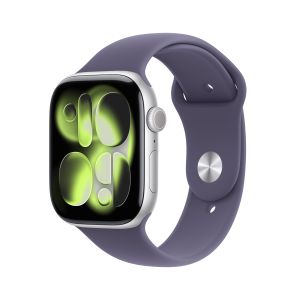 Apple Watch Series 11 GPS 46mm Cassa Alluminio Argento con Sport Band Viola Nebbia - S/M