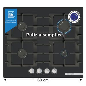 Bosch Serie 4 PNP6B6K40 Piano cottura a gas 60 cm 5 fuochi Vetro Nero