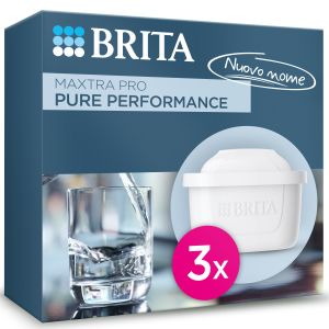 Brita Filtro acqua rubinetto MAXTRA PRO Pure Performance (ex All-in-1) confezione da 3 filtri - Riduce cloro, calcare, PFAS e metalli, filtro originale compatibile con caraffa acqua filtrante