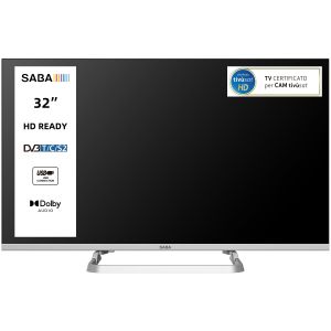 SABA SA32M10 TV 32" HD READY, Triplo tuner DVBT2/C/S2 HEVC MAIN10, Certificato TivuSAT, Piedistallo centrale, Dolby Audio