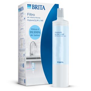 Brita Filtro per mypure SLIM V-MF, 1 filtro (8000L) di ricambio per il sistema filtrante per acqua priva di batteri al 99,999% con gusto migliore