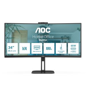 AOC V5 CU34V5CW Monitor PC 86,4 cm (34") 3440 x 1440 Pixel Wide Quad HD LED Nero