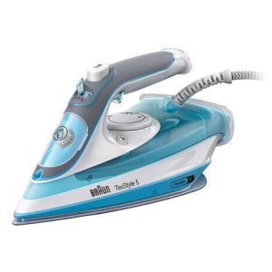 Braun TexStyle 5 - Ferro da stiro a vapore, Piastra con tecnologia FreeGlide3D, 2600W, 300ml, Bianco/Blu (SI5006BL)