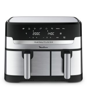 Moulinex Dual Easy Fry & Grill, Capacità 8,3 L, Doppio Cestello, Friggitrice ad Aria e Griglia, 8 Programmi Preimpostati, Componenti Lavabili In Lavastoviglie, Infinite Ricette, App Dedicata, EZ905D