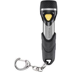 Varta Day Light Key Chain LED Flashlight (incl. anello portachiavi e 1x batteria AAA Longlife Power, antiurto) argento/nero per la casa, tutti i giorni, interruzioni di corrente