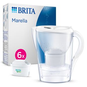 Brita Caraffa filtrante acqua Marella (2.4L) incl. 6 x filtri MAXTRA PRO All-in-1 che riduce cloro, calcare, PFAS e metalli - Eleganza e funzionalità
