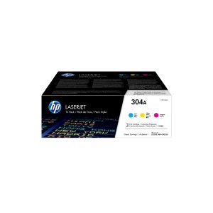 HP Confezione da 3 cartucce originali di toner ciano/magenta/giallo LaserJet 304A