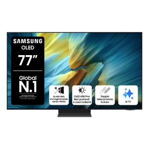Samsung OLED AI TV 77" QE77S95FATXZT 4K, Processore NQ4 AI Gen3, 4K AI Upscaling Pro, Glare Free, OLED HDR Pro, Dolby Atmos & OTS+, Infinity One Design, Vision AI Smart TV, 2025