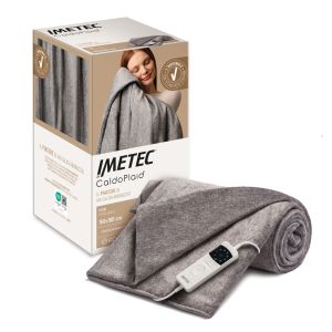 Imetec CaldoPlaid Adapto Plus Mélange 150x100 cm, Plaid riscaldabile, Morbida Coperta elettrica, Tecnologia Adapto Plus, Sistema Sicurezza ElectroBlock, Caldo Subito, 6 Temperature, Bassi Consumi, Lavabile