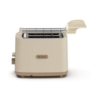 Ariete 157 Tostapane Breakfast Wood, 760W, Capacità 2 fette di pane, Effetto legno, Pinze in acciaio inox, 7 livelli di doratura, Pulsante stop, Pareti fredde , Beige