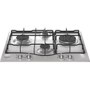 Hotpoint Ariston PCN R643N T/IX/HA Piano cottura 60 cm, griglie smaltate effetto ghisa, 4 fuochi di cui 1 tripla corona