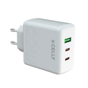 Celly TC3GAN65WEVOWH Caricabatterie per dispositivi mobili Smartphone, Tablet Bianco AC Ricarica rapida Interno