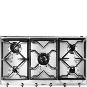 Smeg Universal SRV596GH5 piano cottura Acciaio inox Superficie piana 90 cm Gas 5 Fornello(i) Made in Italy