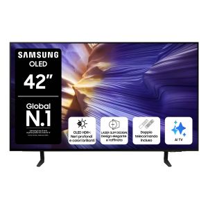 Samsung S90F OLED AI TV 42" QE42S90FAEXZT 4K, Processore NQ4 AI Gen3, 4K AI Upscaling Pro, Schermo antiriflesso, OLED HDR, Dolby Atmos & OTS Lite, Laser Slim Design, Vision AI Smart TV, 2025