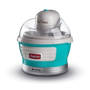 Ariete 643 Ice Cream Maker Party Time, Macchina per fare il gelato, 12W, Capacità 1,5 L, Cestello estraibile con doppio isolamento, Tempo preparazione 30 minuti, Coperchio per aggiunta ingredienti, Celeste