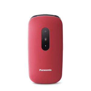 Panasonic KX-TU446EXR - Telefono per anziani a conchiglia, facile da usare, display leggibile, rosso