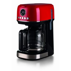 Ariete 1396 Macchina da caffè con filtro Moderna, Caffè americano, Capacità fino a 15 tazze, Base riscaldante, Display LCD, Filtri estraibili e lavabili, Rosso