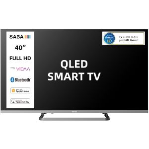 SABA SA40QM10VDA SMART TV QLED 40" FULL HD, Sistema operativo VIDAA, Triplo tuner DVBT2/C/S2 HEVC MAIN10, Certificato TivuSAT, Piedistallo centrale, Dolby Audio