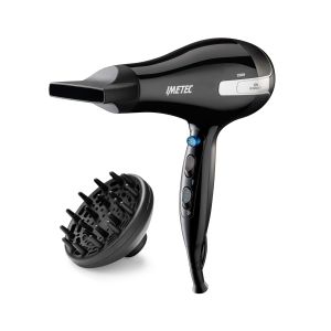 Imetec Asciugacapelli K7 2000, 2200W, Tecnoloiga a ioni, 2 velocità, 3 temperature, Colpo Aria Fredda, Convogliatore Stretto, Diffusore Professionale
