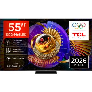 TCL C7L TV 55C7L SQD‑Mini LED da 55", 4K HDR, 2700 nit, 800 zone di dimming, Google TV, 144Hz, Dolby Vision & Atmos, Audio Bang & Olufsen