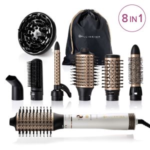 Bellissima Imetec Air Wonder, Spazzola Ad Aria Calda, Tecnologia A Ioni, Spazzole Rivestite In Ceramica E Cheratina, Asciuga, Dona Volume, 8 Accessori, 1000 W