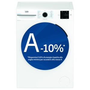 Beko b100 MWBM8147EB: Lavatrice 8kg, classe A-10%, 1400giri, linea estetica NX, motore inverter, Display Touch, colore Bianco, oblò Nero, tecnologia EnergySpinTM, funzione a vapore