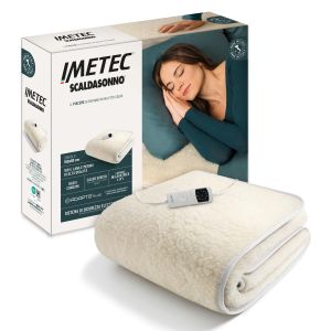 Imetec Scaldasonno Adapto Plus 100% Lana e Merino, Singolo 80x150 cm, Caldo Subito, Tecnologia Brevettata Adapto Plus, Sistema Sicurezza ElectroBlock, Bassi consumi, 6 Temperature, Autospegnimento 1, 3, 9 ore, Made in Italy