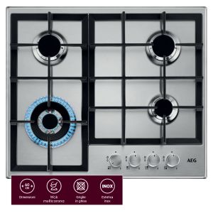 AEG Piano Gas Comandi Frontali 60 Cm HGB64400SM