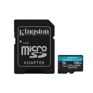 Kingston Technology Scheda microSDXC Canvas Go Plus Gen4 200MB/s A2 U3 V30 da 128 GB + adattatore