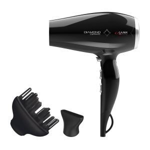 GA.MA Phon Diamond Ceramic: 2300 W, tecnologia agli ioni per capelli sani e senza crespo, componenti interni in ceramica, Motore DC leggero e silenzioso, 6 combinazioni di temperature e velocità, ideale per capelli fini e danneggiati, inclusa 1 bocchetta