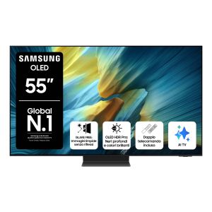 Samsung OLED AI TV 55" QE55S95FATXZT 4K, Processore NQ4 AI Gen3, 4K AI Upscaling Pro, Glare Free, OLED HDR Pro, Dolby Atmos & OTS+, Infinity One Design, Vision AI Smart TV, 2025