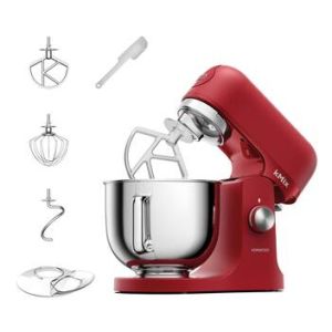 Kenwood kMix - Impastatrice planetaria, Paraschizzi, 3 ganci e fruste, 1000 W, Ciotola 5L, Rosso (KMX751ARD)