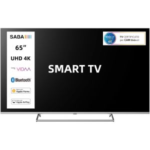 SABA SA65KN9VDA SMART TV 65" ULTRA HD 4K, Sistema operativo VIDAA, Triplo tuner DVBT2/C/S2 HEVC MAIN10, Certificato TivuSAT, Piedistallo centrale, Dolby Audio