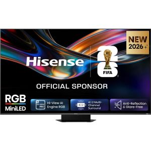 Hisense Smart TV RGB MiniLED 170Hz 65" 4K 65UR9S, Schermo Anti-Riflesso, 100% BT2020, Dolby Atmos 4.1.2 By Devialet, Dolby Vision IQ, VIDAA OS, USB-C, Native 170Hz Game Mode, Wifi 6E, BT, lativù 4K