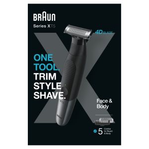Braun Multigroomer Series XT5, Regolabarba Uomo Con 7 Strumenti Di Styling, Lama Flessibile 4D, XT5100, Grigio